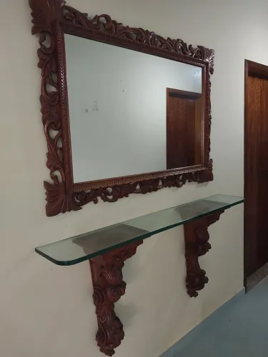 CONSOLE APARADOR DE MADEIRA MACIÇA EM CEREJEIRA