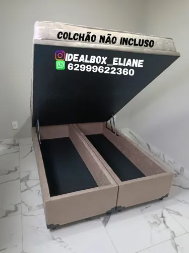 Box baú casal bi partido feito madeira de eucalipto tratado.