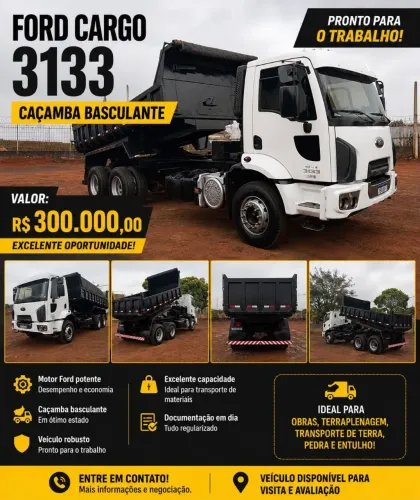 ? Ford Cargo 3133 - 2012 | COMPLETO E PRONTO PARA TRABALHO<br>? Valor: R$ 300.000,00