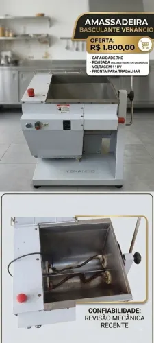 Amassadeira Basculante Venâncio 7kg 110V - Revisada (Rolamentos Novos)