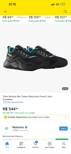 Tênis Reebok trainer nano N°41