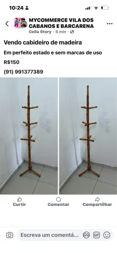 Vendo cabideiro de madeira 