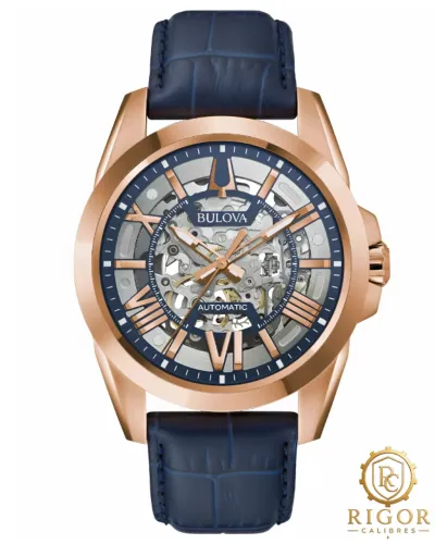 Relógio Bulova Classic Open Heart 97A161: Automático, Rosê, 40mm, Cristal Mineral