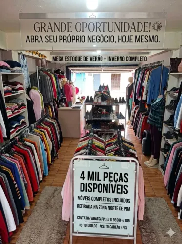 Vendo BRECHÓ Montado para retirar do local ,TENHA seu próprio negócio aceito propostas.