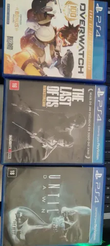 3 jogos de ps4 (Overwatch, Until Dawn e The Last Of Us remastered)