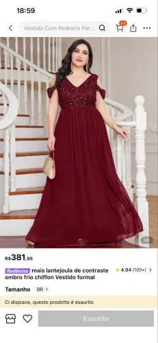 Vestido madrinha marsala plus size