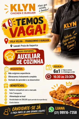 Auxiliar de cozinha se m experiência