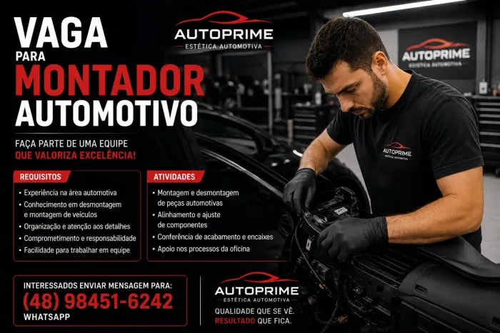 VAGA PARA MONTADOR AUTOMOTIVO