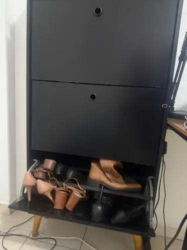 SAPATEIRA RETRO 3 GAVETAS BASCULANTES DARK - PRETO
