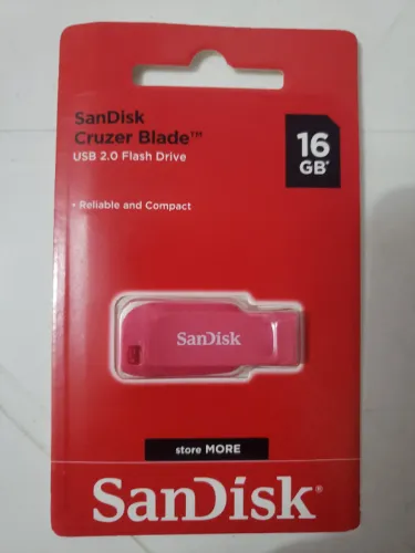 Pen Drive Pendrive USB 2.0 Sandisk 16 Gb Cor de Rosa - PINK ORIGINAL LACRADO