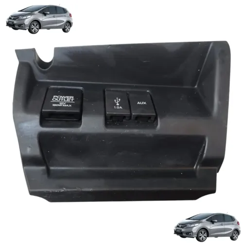 Tomada 12v Com Moldura Honda Fit 2015 A 2018 Preto