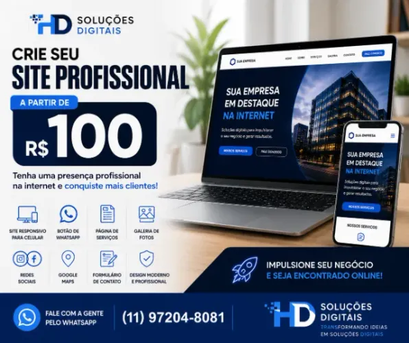 ? TENHA SEU SITE PROFISSIONAL A PARTIR DE R$ 100!