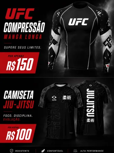  Compressão UFC Manga Longa Camiseta Jiu-Jitsu Premium