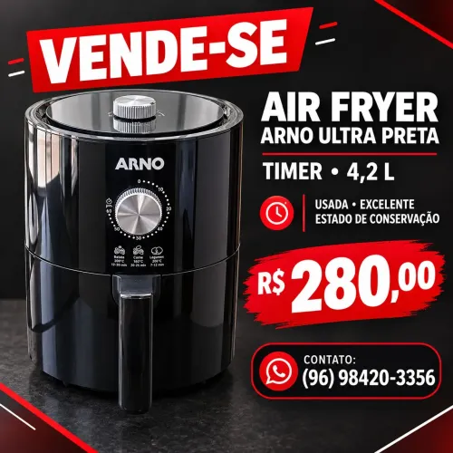 VENDE-SE AIR FRYER ARNO ULTRA PRETA!
