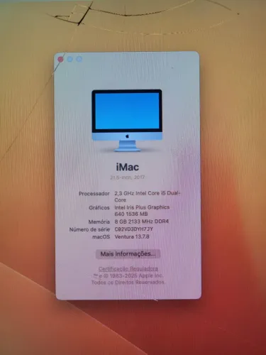 iMac 2017 - 21,5 polegadas (i5/8g/240gb) MacOS Ventura