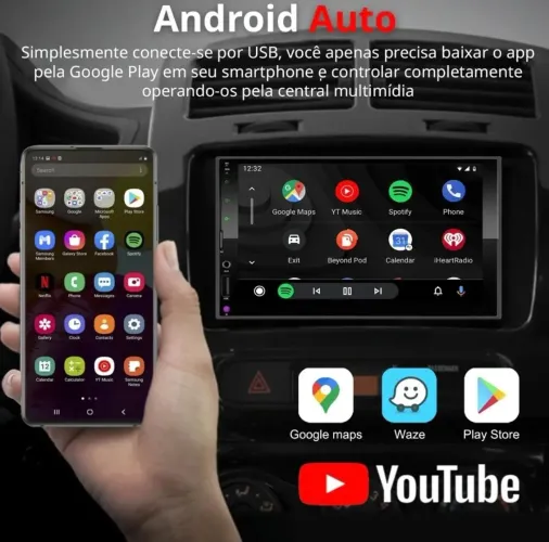 Aparelho central multimidia dvd 7 polegadas som radio carro com tela - android carplay 