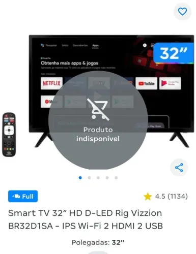 Smart tv vision 32 Android nova