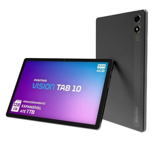 Tablet Positivo Vision TAB 10 4GB RAM 128GB Armazenamento, Octa-Core, 13MP