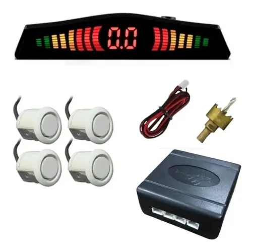 Sensor Estacionamento Ré 4 Sensores Display Branco Universal
