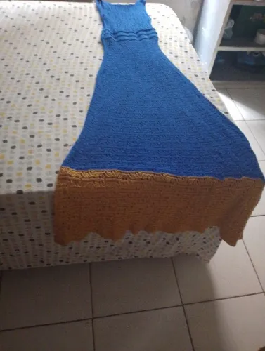 Vestido longo de crochê