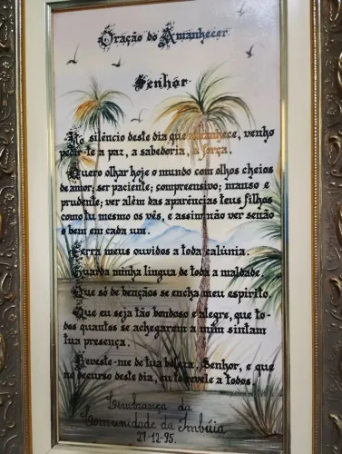 Raridade vintage dos anos 90! Lindo quadro religioso com a clássica Oração do Amanhecer.
