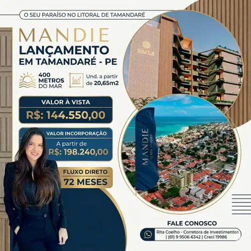 STUDIO \ FLAT NA MELHOR LOCALIZAÇÃO DE TAMANDRÉ  PE  - PREÇO ESPECIAL PARA INVESTIDOR