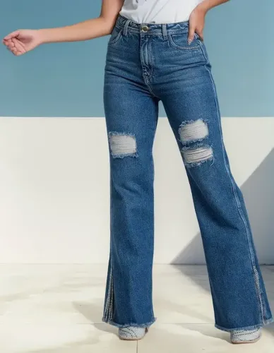 Calça Jeans Wide Leg Country - Buphallos - tamanho 48