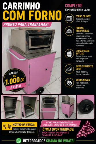 Carrinho com forno de inox