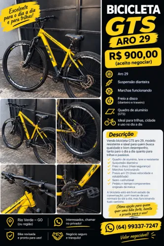 Bicicleta aro 29 em ótimo estado, bem conservada - R$ 900