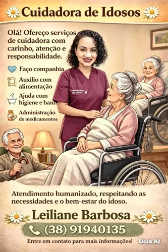 Ofereço meus serviços de cuidadora de idosos.