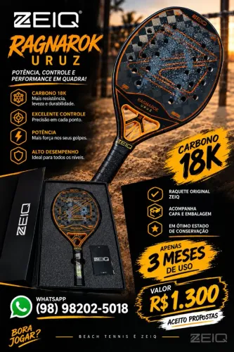 Raquete beach tennis ragnarok uruz carbono 18k semi nova