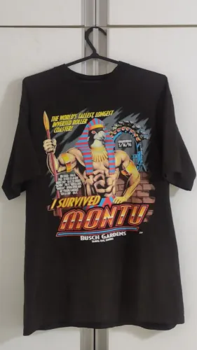 Camisa I Survived Montu Montanha-russa Parque de Diversão Estados Unidos Original