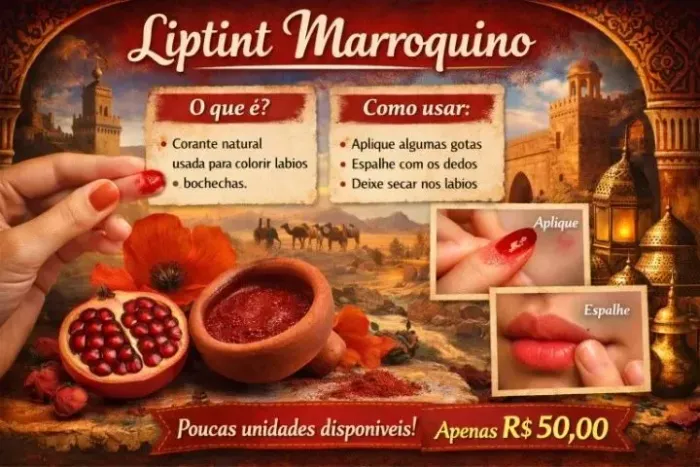 LIP TINT MARROQUINO MAQUIAGEM BATOM NATURAL