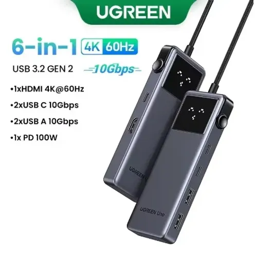 Ugreen Adaptador 10gbps Hub Usb C 3.2 Hdmi 4k 60hz Pd 100w