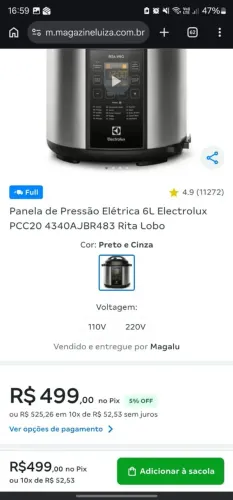 Panela de Pressão Elétrica 6L Electrolux PCC20 4340AJBR483 Rita Lobo