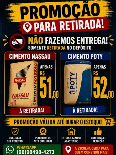 Cimento na promoção 