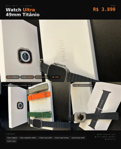 Apple Watch Ultra - 1 Geração - 49mm Titânio