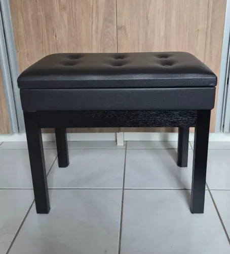 Banco/Banqueta Piano Teclado Orgão Preto Com Regulagem