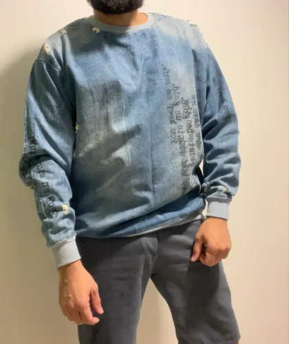 Jaqueta Jeans Zara estilizado com escrita - Unissex tam M
