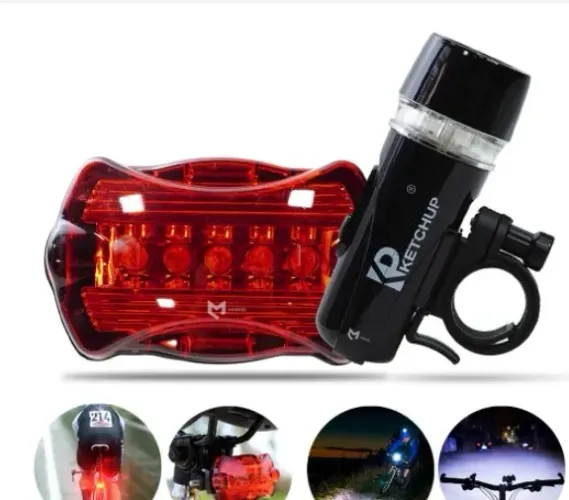 Farol Bike Luz Led Ciclismo 300 Lumens E Sinalizador Traseira Kit De Bicicleta