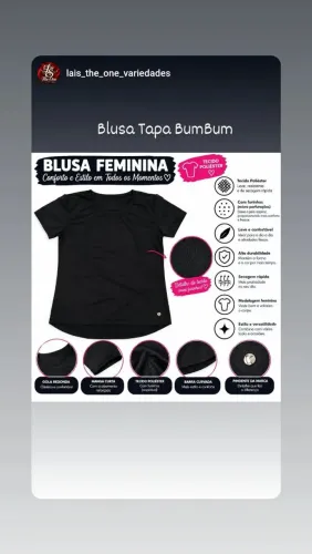 Blusas femininas Tapa BumBum excelente pra que gosta de roupa composta e confortável