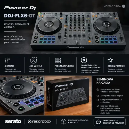 Controladora DDJ-FLX6-GT Cinza 4 Canais