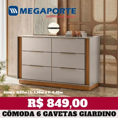 Cômoda Giardino 6 Gavetas (NOVO) Entrega Grátis!