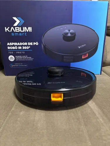 Robô aspirador KaBuM Smart 700, preto, modelo IR 360°
