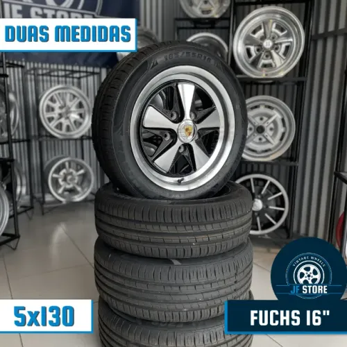 Jogo de Rodas YKW 911 Fuchs Aro 16 Talas 6 e 7 Preta Diamantada Importada  5 Furos (5x130)