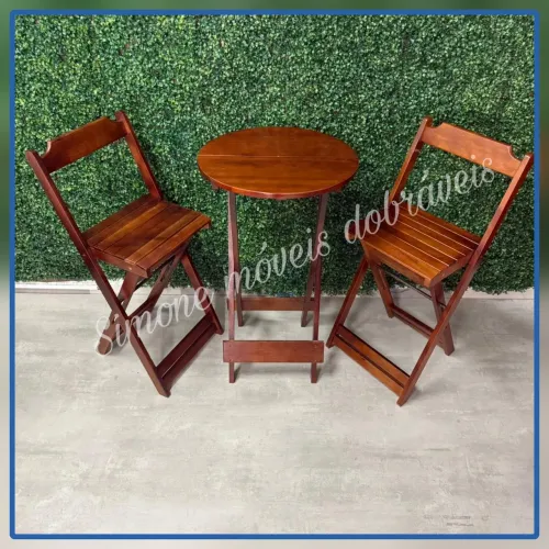 Mesa Bistrô alta dobrável madeira maciça
