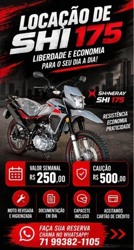 Locação de moto SHI 175 (Com opção de compra)