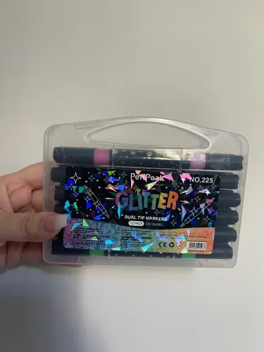 Caneta marcadora Glitter dupla ponta 24 cores/ artes, escola, planner, desenho