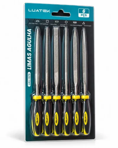 Kit 6 Limas Agulha Luatek LWJ-1976 Aço Carbono 150mm para Metal Madeira Plástico