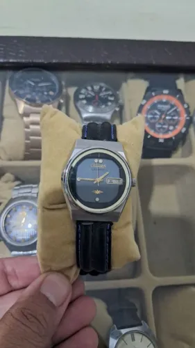 relógio citizen eagle 7 automático vintage 71-3571 - mostrador preto/roxo
